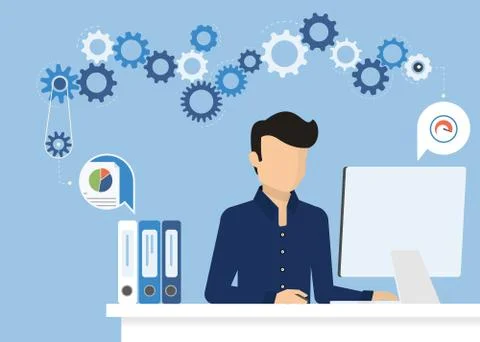 Man with computer 스톡 일러스트