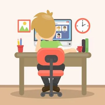 Man with computer. Stock Illustration