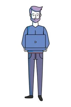 Man with computer 스톡 일러스트