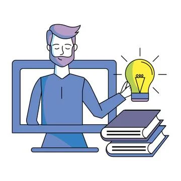 Man with computer イラスト素材