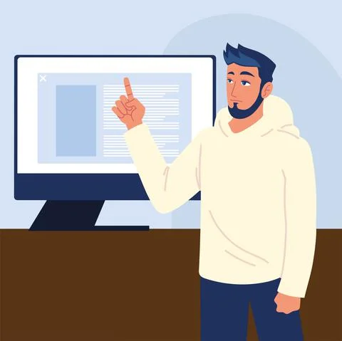 Man with computer Stock Illustration