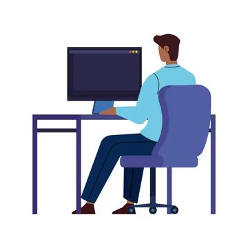 Man with computer Stock Illustration