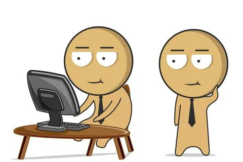 Man at the computer Stock Illustration