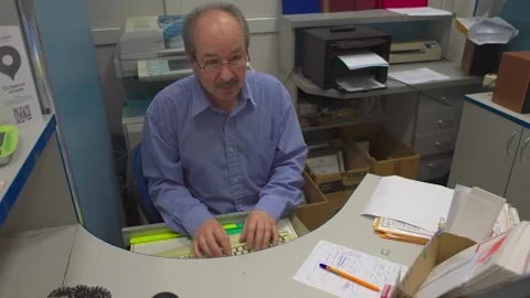Man at the computer, interesting work, office Stock Footage 279649974