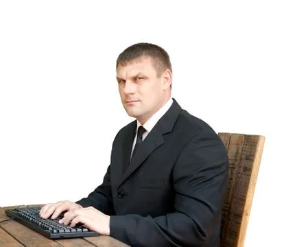 A man with a computer keyboard Foto stock