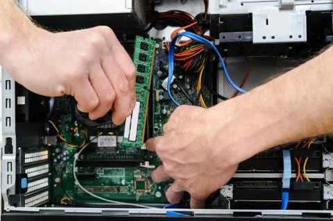 A man with a computer. Stock Photos