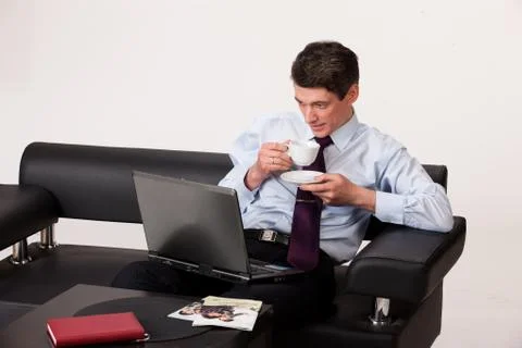 Man With Computer Stock Photos