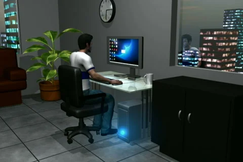 Man with Computer Problem NTSC Video stock 642663