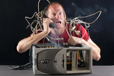 Man computer problem Stock Photos