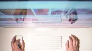 Man At The Computer Studded With Images Stock Footage