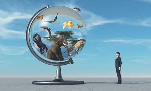 Man concerned by a globe Stock-Illustration