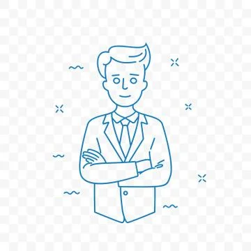 Man confident with folded arms vector doodle icon Illustrazione stock