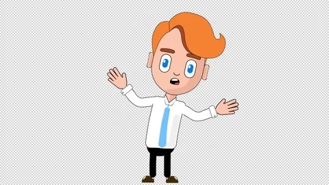 Man Confused Animation Character Loop Alpha Stock Footage 219419909