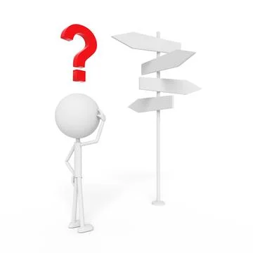 The man confused with the guide post. 3D rendering. Stock Illustration