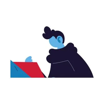 Man connected online on the computer Illustrazione stock