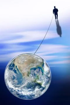Man connected with the world - concept image Stock Illustration