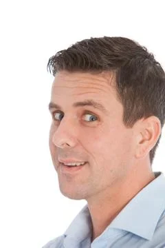 Man with a conspiratorial expression Foto stock