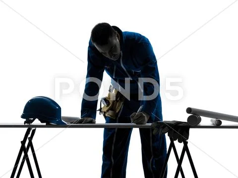 Man construction architect silhouette Stock Photos