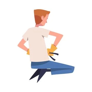Man Construction Worker Character Sitting in Gloves with Pliers Engaged in Roof Stock Illustration