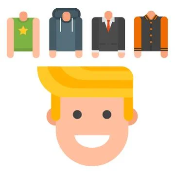 Man constructor body avatar creator vector cartoon character creation spare Stock Illustration