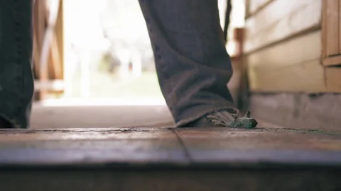 Man constructor worker is measuring a wood and is making a mark with pencil Stock Footage 90136186