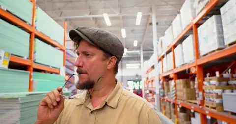 Man Contemplates in Hardware Store Aisle 動画素材 323789280