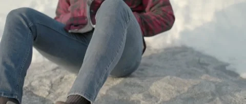 Man Contemplating Snowy Mountain View Video stock 243740489