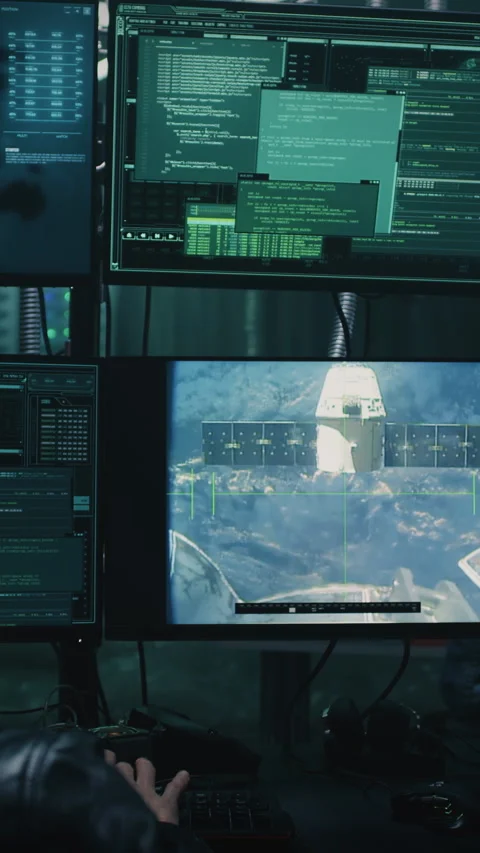 Man controlling space unit coupling Stock Footage 276579666