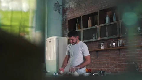 The man is cooking a dinner Stock Footage 79107108