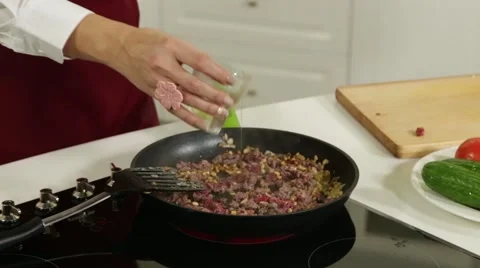 A man is cooking forcemeat Stock Footage 49782759