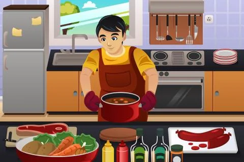 Man Cooking Stock Illustration