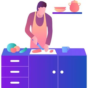 Man cooking on kitchen vector icon isolated Illustrazione stock
