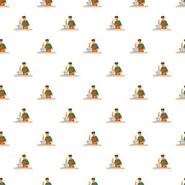 Man cooking meal in a pattern background Stock Illustration