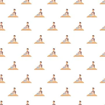Man cooking meal in a pot pattern background Illustrazione stock