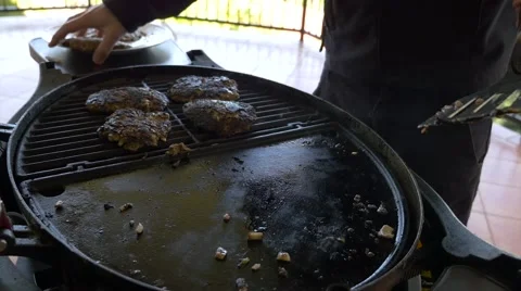 Man Cooking Meat BBQ Stock Footage 40313422
