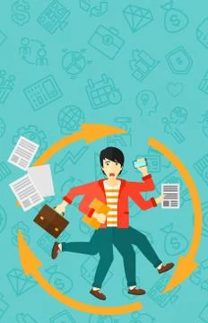 Man coping with multitasking Illustrazione stock