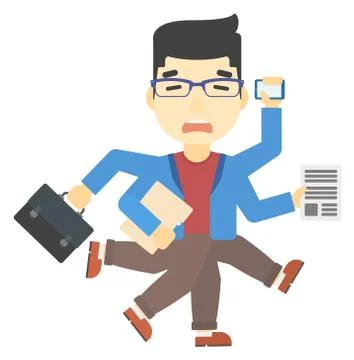 Man coping with multitasking Stock Illustration