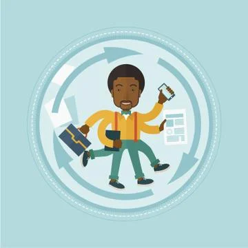 Man coping with multitasking vector illustration Stock Illustration