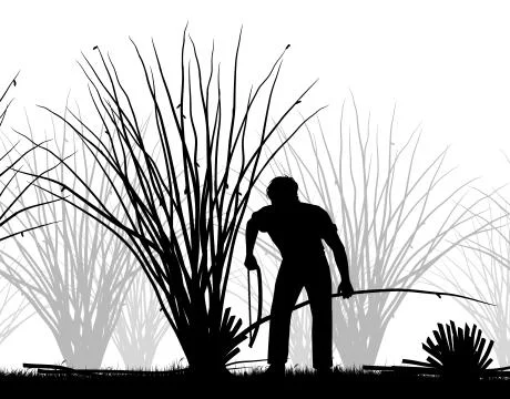 Man coppicing silhouette Stock Illustration