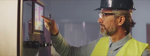 Man copying values from control panel Stock Footage 147570510