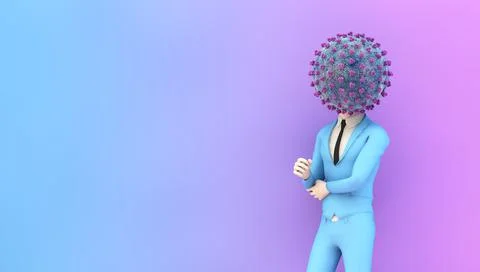Man with coronavirus head Stock Illustration