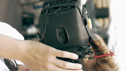 Man correcting VR glasses to pilot FPV drone Stock Footage 91143682