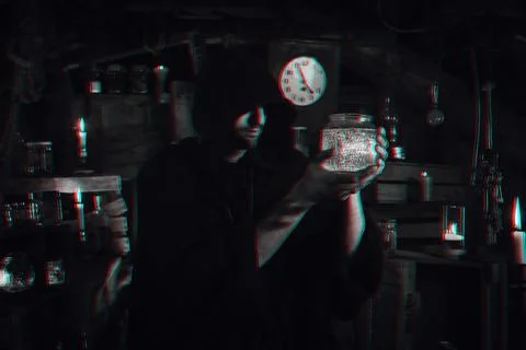 Man cosplays a computer game character in the steampunk style. Cyberpunk Stock Photos