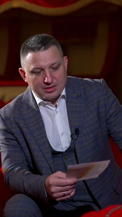 Man in costume reads a script. Stock Footage 279915843