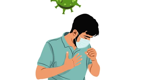 Man coughing and virus Stock Footage 329778305