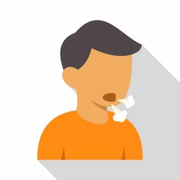 Man coughing experiencing cold flu symptoms icon Stock Illustration