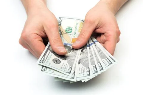 Man count the new us dollars isolated on white Stock Photos