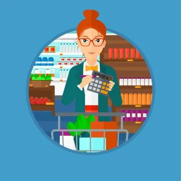 Man counting on calculator. Stock Illustration