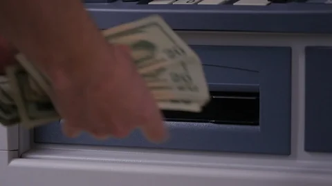 Man Counts Money At ATM 스톡 동영상 103185376
