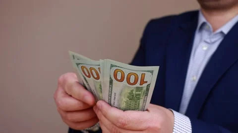 Man counts money - the concept of a rich successful life Stock Footage 219216060